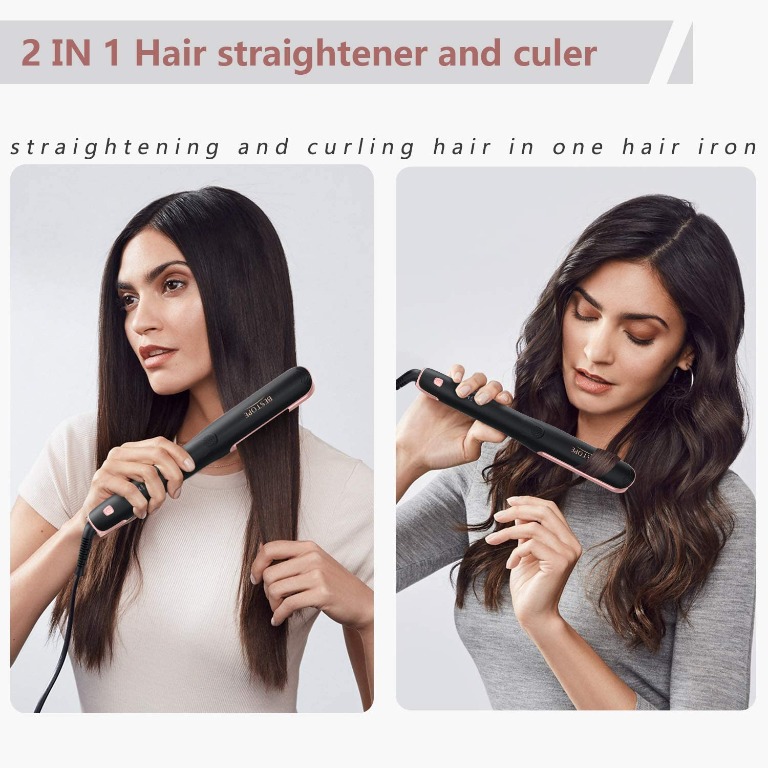 BESTOPE Hair Straightening and Curling Tongs 2 In 1 Professional Anti static Ceramic Hair Straightener and Curler Flat Iron with 15s MCH Tourmaline
