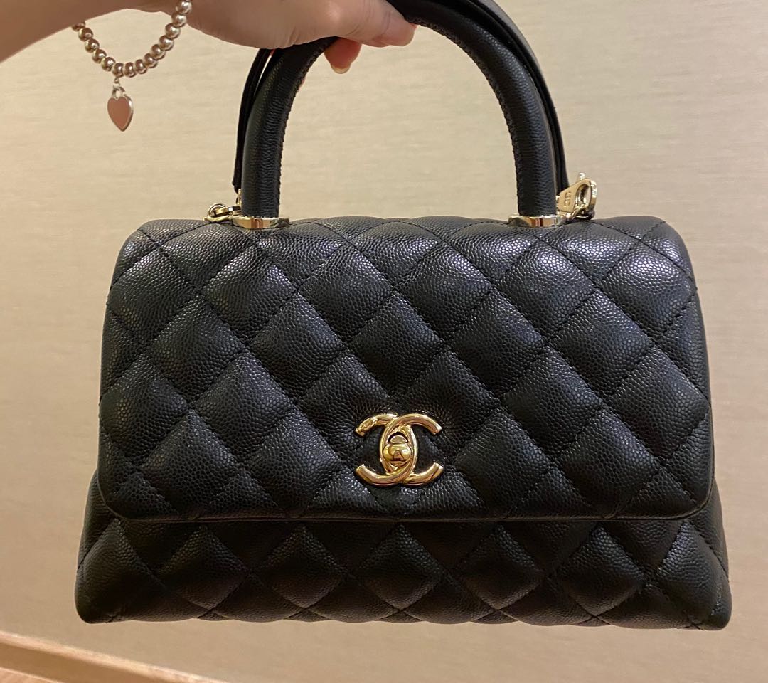 Chanel coco handle in black mini size light gold hardware