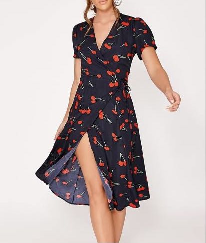 cherry wrap dress