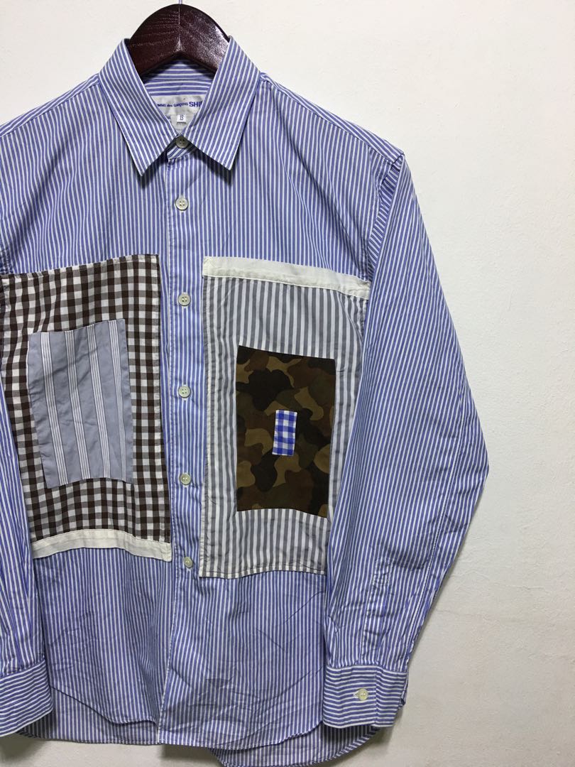 Comme des garcons patchwork shirt Men s Fashion Tops Sets