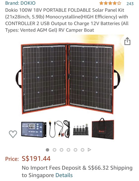 DOKIO 4.2 out of 5 stars 243 Reviews Dokio 100W 18V PORTABLE FOLDABLE