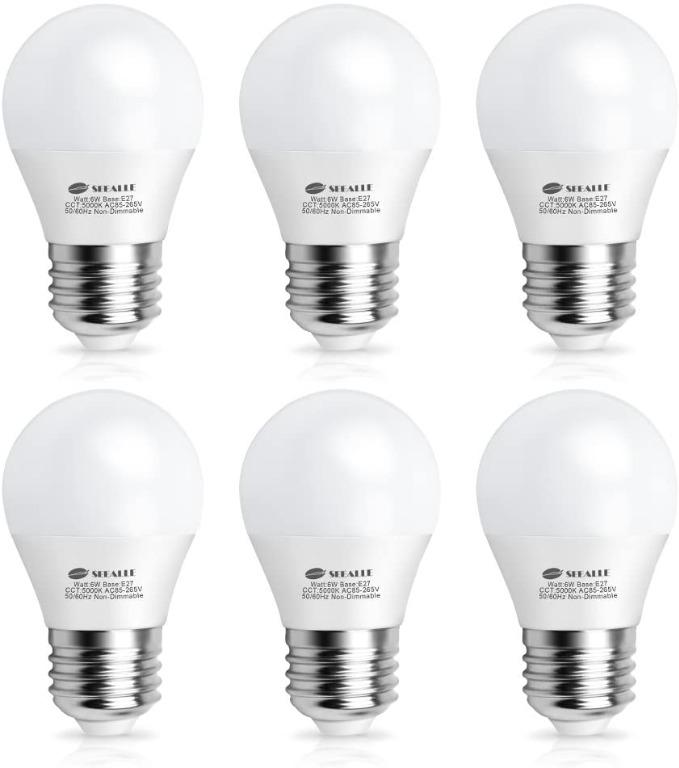 E27 LED Light Bulb, Seealle 6W G45 LED Golf Ball Bulb, 60W