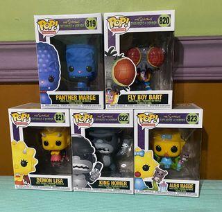 Funko Pop Vinyl The Simpsons Treehouse of Horror Set - King Homer, Panther Marge, Fly Boy Bart, Demon Lisa, and Alien Maggie