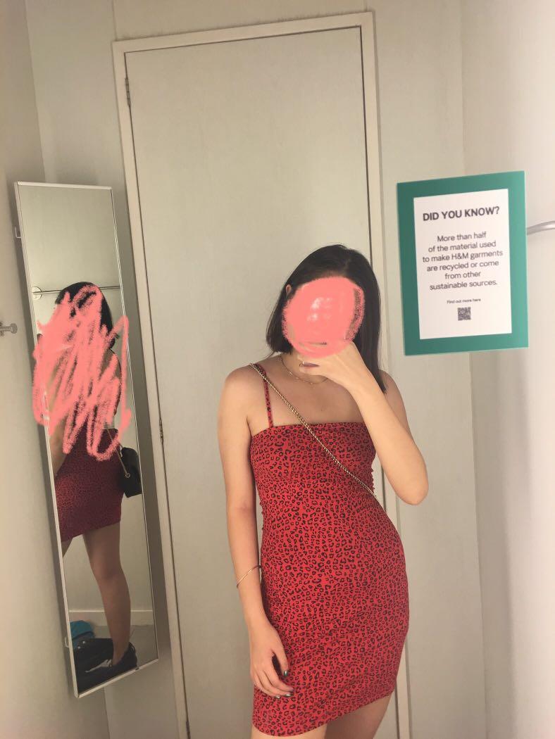 H and m cheap red leopard print dress