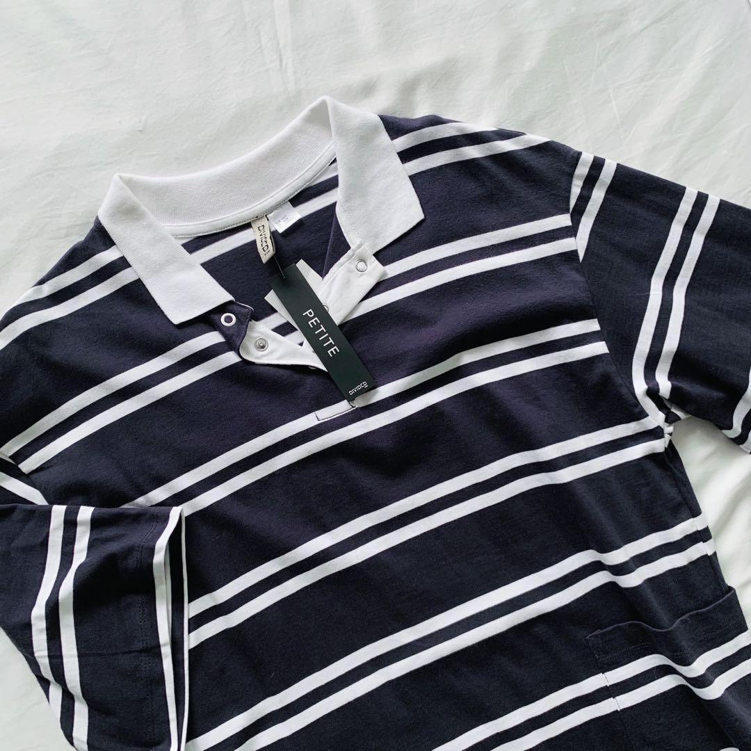 H M Rugby Oversized T Shirt Dress with Collar Women s Fashion