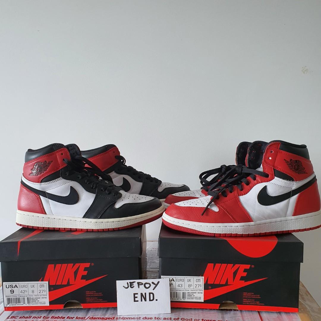 mens jordan 1 chicago black toe