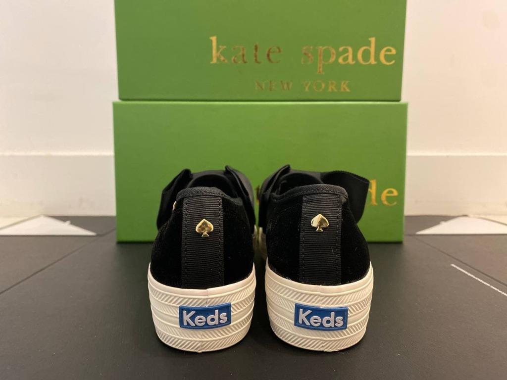 kate spade new york triple decker velvet bow sneakers