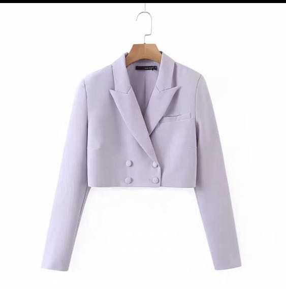 Lilac crop blazer clearance
