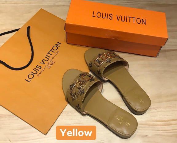 Louis Vuitton White Escale Canvas Lock It Flat Mule Sandals Size 8.5/39 -  Yoogi's Closet