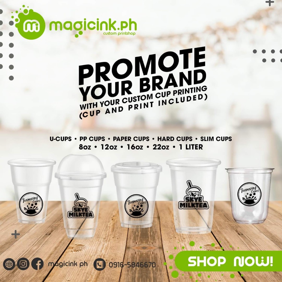 MILK TEA CUPS with logo, Food & Drinks, Beverages on Carousell