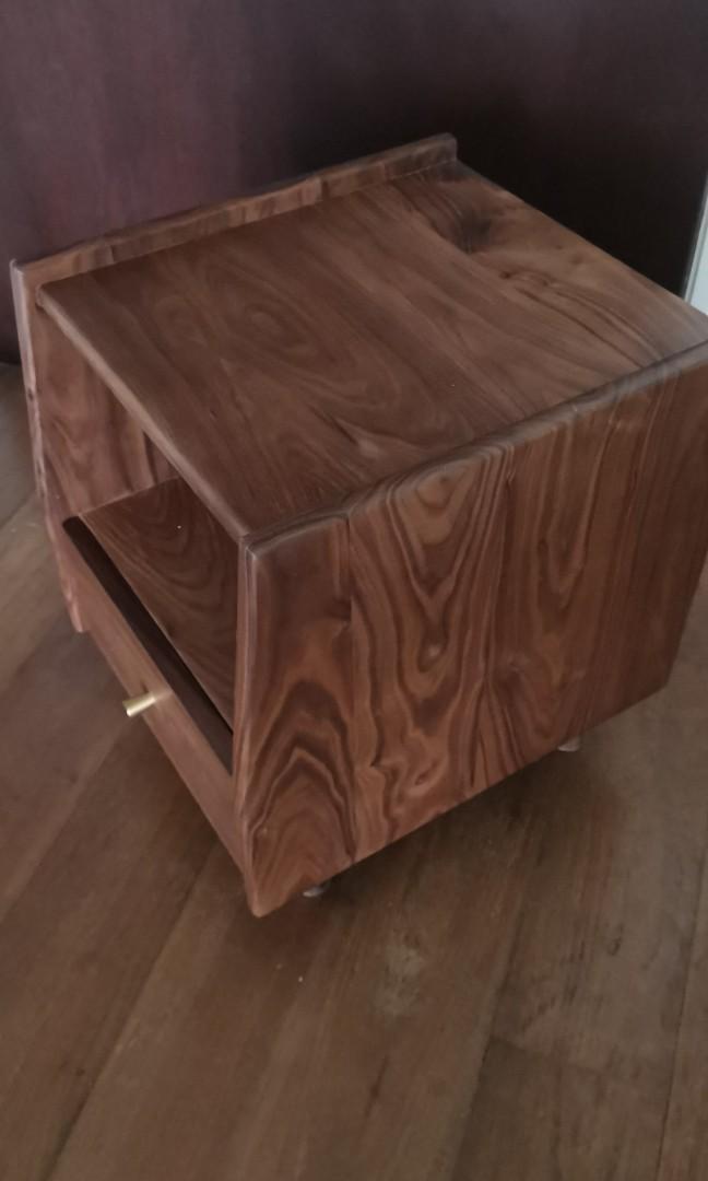 black walnut bedside table