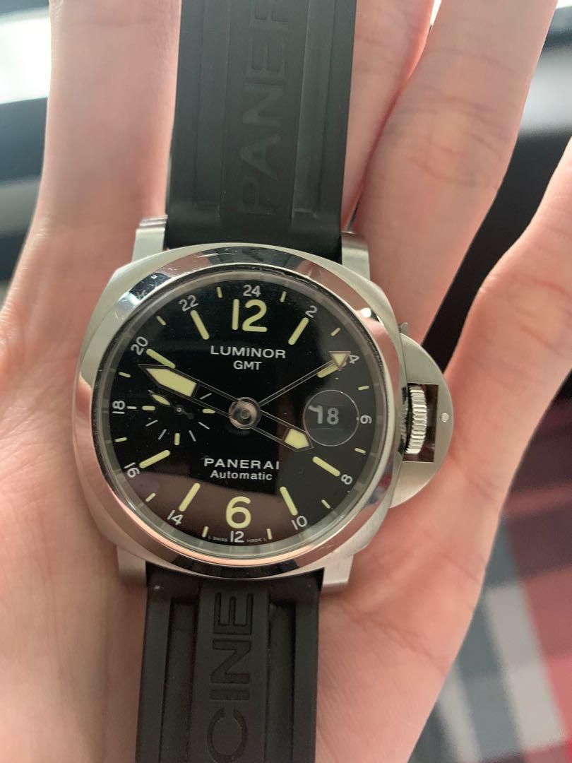 Panerai PAM 297 44mm GMT Steel Bracelet Watch Panerai Rubber Strap Buckle