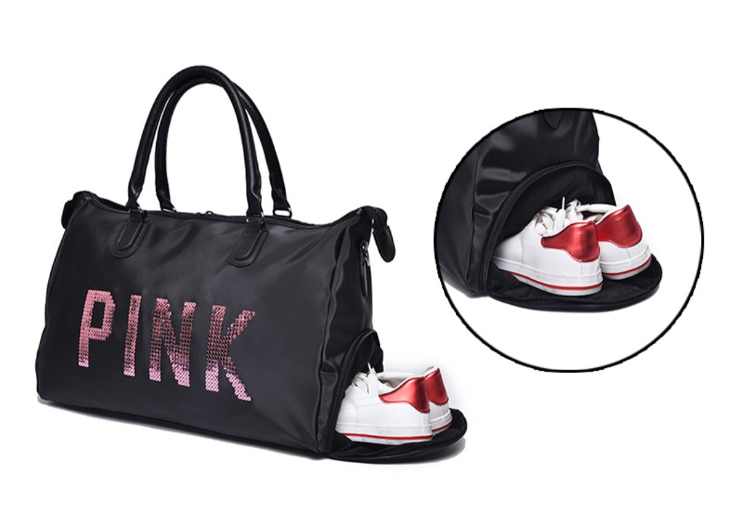 PINK Gym duffel with shoe compartment, Women's Fashion, Bags & Wallets