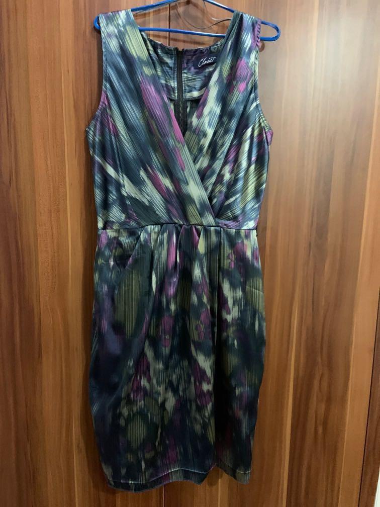 Satin dress (Category: Dresses) located in Manila. Submitted by hflores_23 (Listing ID 1065813898, Image 1). Description: Bought in London. UK size 8. Can fit small to medium frames. Has belt hooks on the sides, back zip as in photos. .