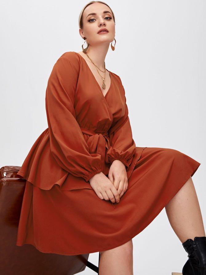 Shein plus size red dress clearance
