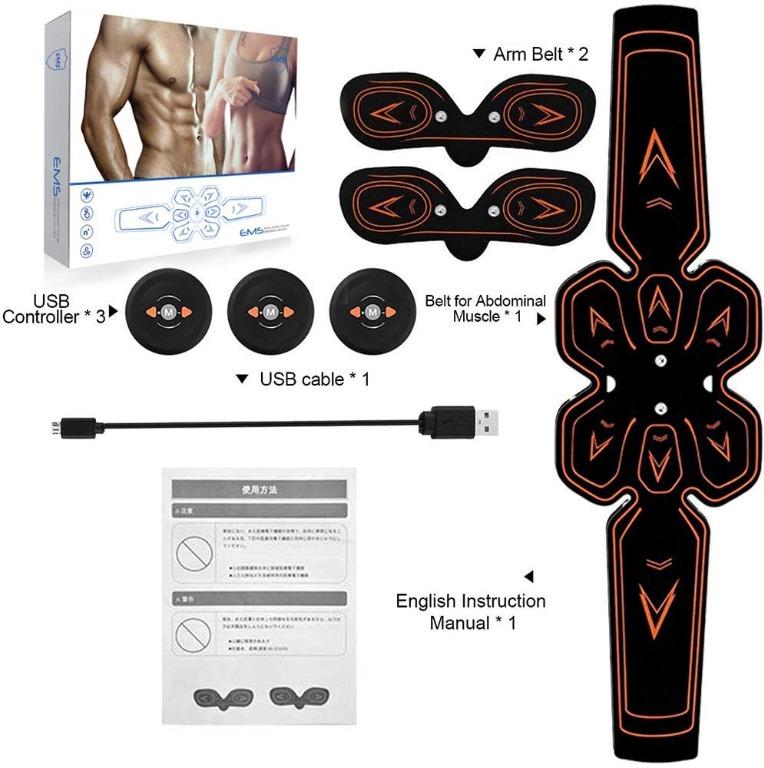 SHENGMI ABS Stimulator Muscle Toner Abdominal Toning Belt Workouts Portable EMS Training Home Office Fitness Equipment for Abdomen Arm Leg