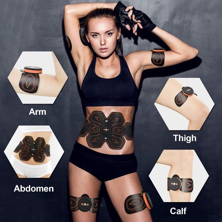 SHENGMI ABS Stimulator Muscle Toner Abdominal Toning Belt Workouts Portable EMS Training Home Office Fitness Equipment for Abdomen Arm Leg