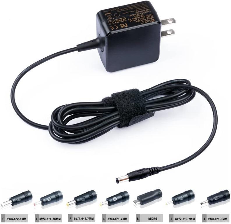 Security-01 AC to DC 5V 2A Power Supply Adapter, Plug 3.5mm x 1.35mm, with  5.5mm x 2.1mm Connector, UL Listed FCC