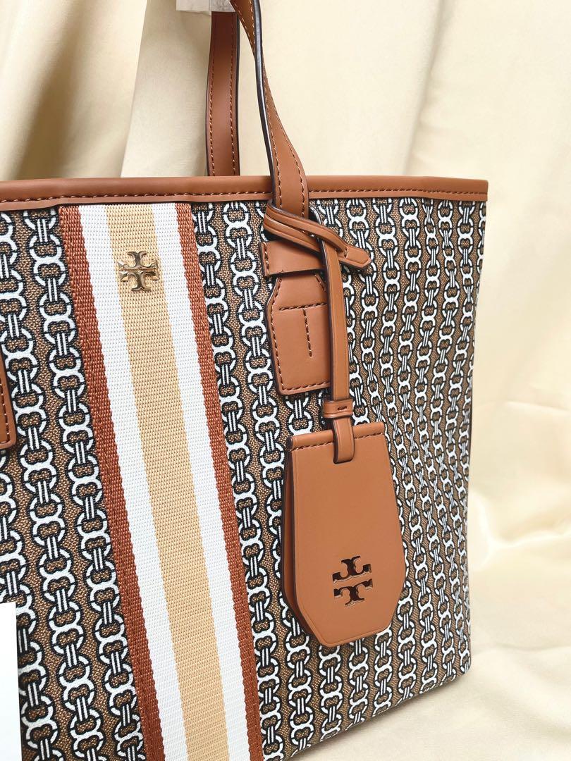 TORY BURCH GEMINI LINK CANVAS SMALL TOTE LIGHT UMBER Barang