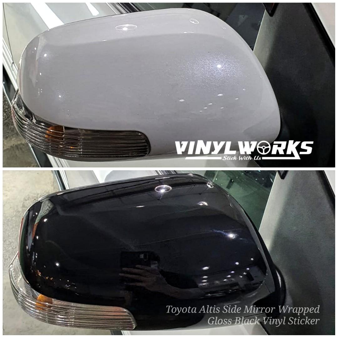 Toyota Altis Side Mirror Wrap Gloss Black Vinyl Sticker, Car