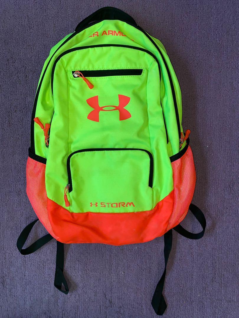 Neon green sales under armour backpack