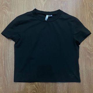 y2k h&m black baby tee crop top