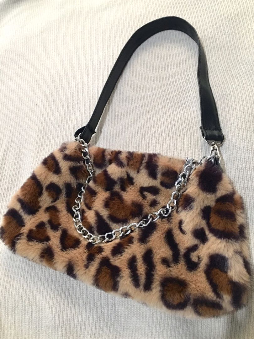 fluffy animal print bag