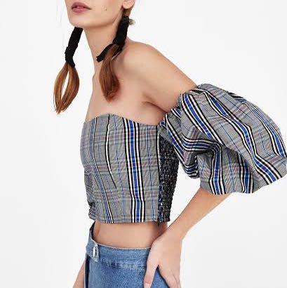 Zara checked crop top clearance