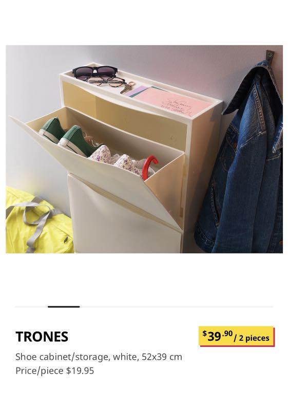 3pc IKEA Trones Shoe Cabinet Storage in White Furniture Home Living Furniture Shelves Cabinets Racks on Carousell