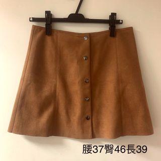 全排扣A字麂皮感短裙