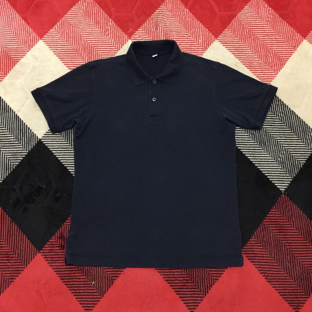 Baju Uniqlo Plain Navy Blue Collar Ringer T Shirt Men S Fashion Clothes Tops On Carousell