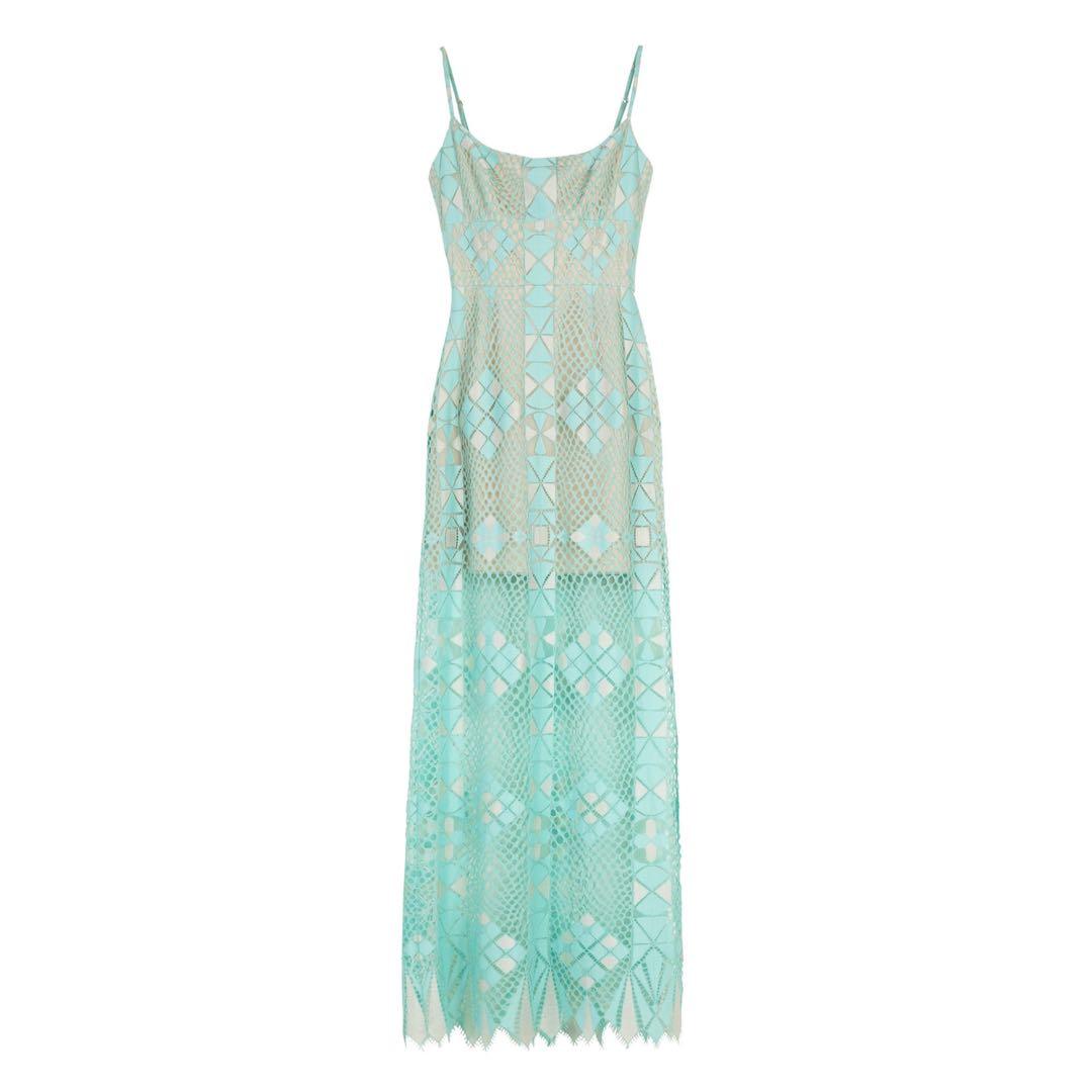 Lace Geometric Maxi Dress - BCBGMAXAZRIA - US2 , Women's Fashion, Dresses &  Sets, Dresses on Carousell