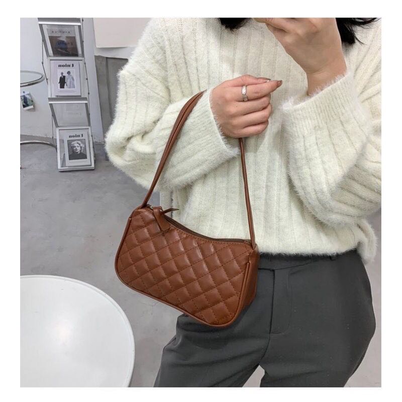 brown baguette bag