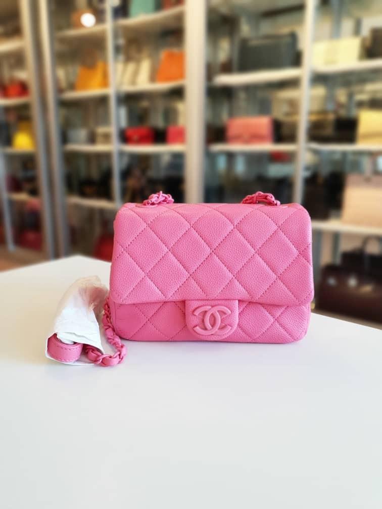 Chanel Classic Flap Mini Square Pink Caviar Luxury Bags