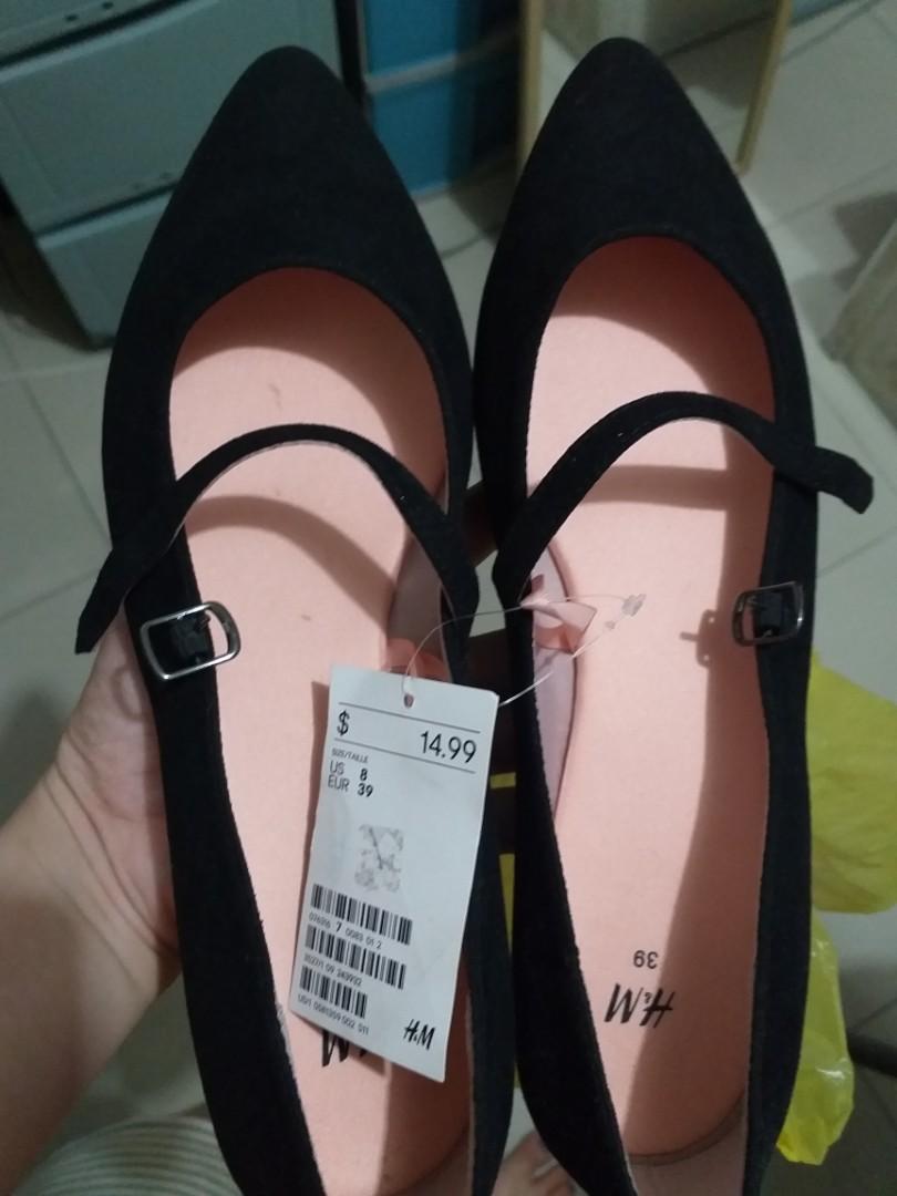 footwear for women on Flat Black H M Shoes Women Men S Fashion Footwear Dress Shoes On Carousell