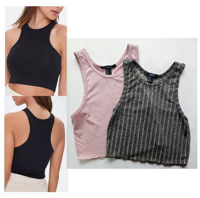 FOREVER 21 Cropped Racerback Tank Top