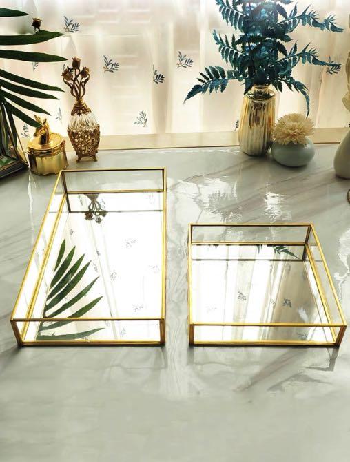 Glass mirror vanity tray organizer decor (Category: Storage Boxes & Baskets) located in Manila. Submitted by winterbliss (Listing ID 1066163607, Image 1). Description: 🌟Rectangular - Size: Medium: 30 * 20 * 5 (cm) Large: 35 * 20 * 5 (cm) - Package size: 40 * 25 * 10 (cm) - Weight: ~ 0.7kg 🌟Square - Size: 25 * 25 * 4 (cm) - Package size: 26.5 * 8 * 26 (cm) - Weight: ~ 0.6kg 🌟Octagonal - Size: Medium: 20 * 14 * 4 (cm) Large: 30 * 20 * 5 (cm) - P