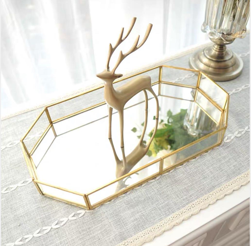 Glass mirror vanity tray organizer decor (Category: Storage Boxes & Baskets) located in Manila. Submitted by winterbliss (Listing ID 1066163607, Image 3). Description: 🌟Rectangular - Size: Medium: 30 * 20 * 5 (cm) Large: 35 * 20 * 5 (cm) - Package size: 40 * 25 * 10 (cm) - Weight: ~ 0.7kg 🌟Square - Size: 25 * 25 * 4 (cm) - Package size: 26.5 * 8 * 26 (cm) - Weight: ~ 0.6kg 🌟Octagonal - Size: Medium: 20 * 14 * 4 (cm) Large: 30 * 20 * 5 (cm) - P