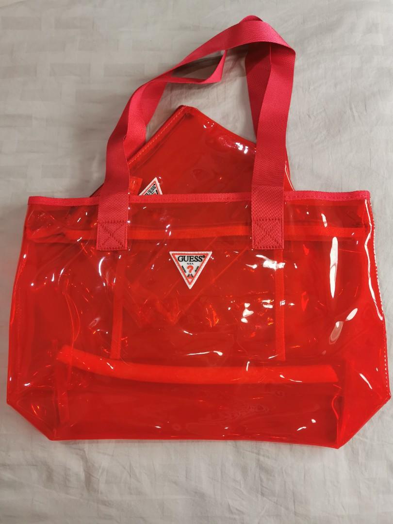 Guess G Vision Clear Tote in Red