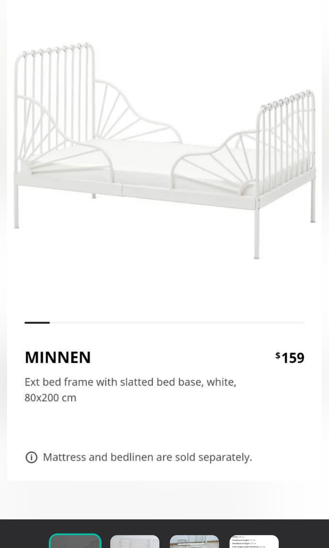 Ikea minnen expanding kids bed frame. No mattress, Furniture & Home