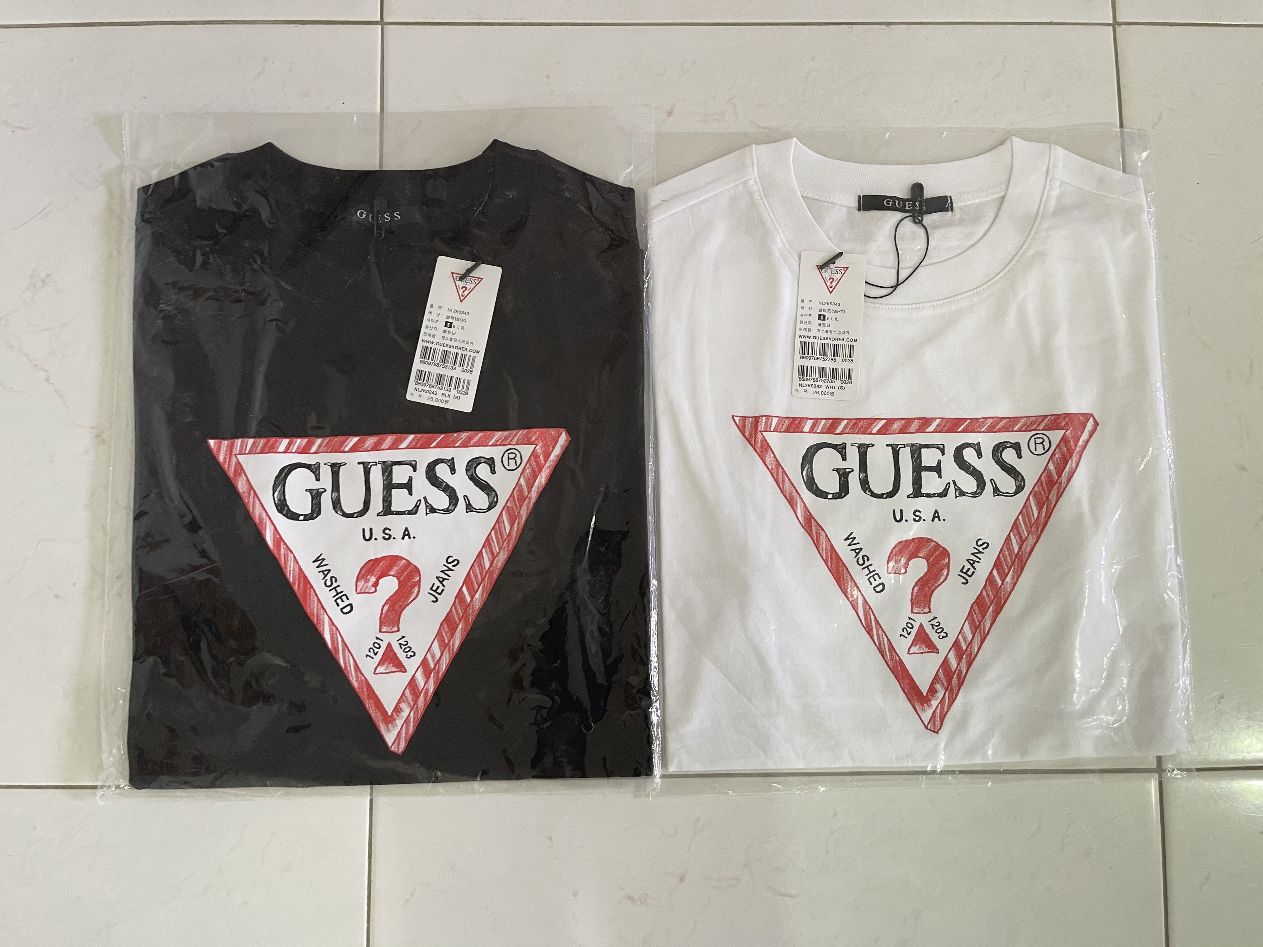 INSTOCK 2021 Guess Korea Drawing Classic Logo T Shirt Regular Fit