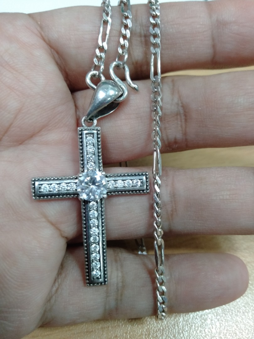 925 italy silver cross necklace