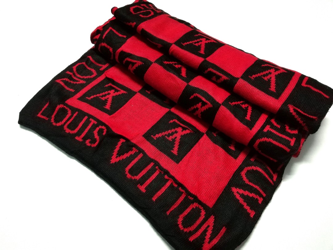 Louis Vuitton Muffler Scarf Full Printed Red Colour, Luxury, Accessories on  Carousell