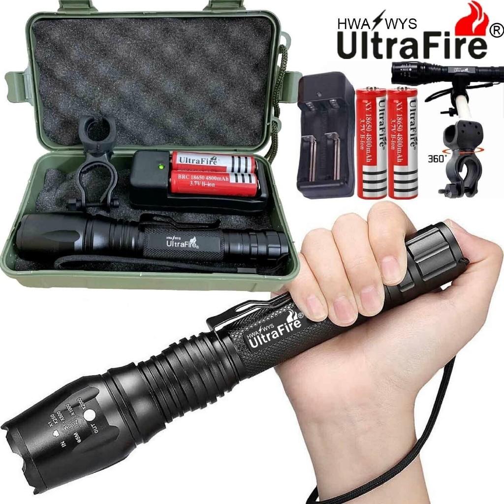 Military 100000LM T6 LED 18650 Super Bright Zoom Flashlight Powerful Lamp Torch 