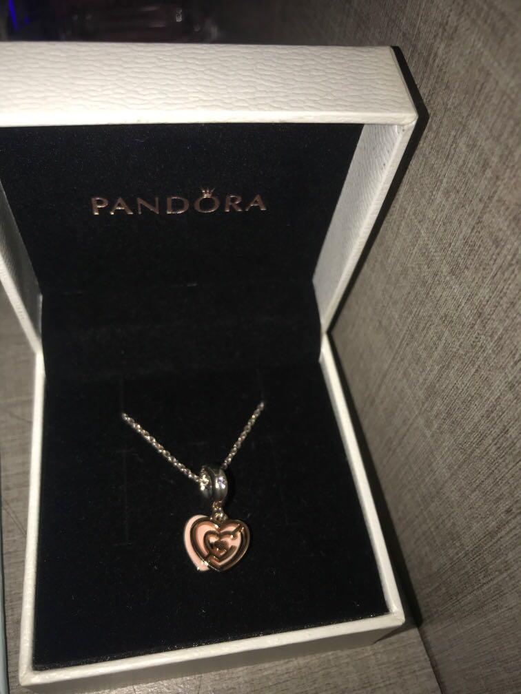 Pandora Double Heart Charm Necklace 