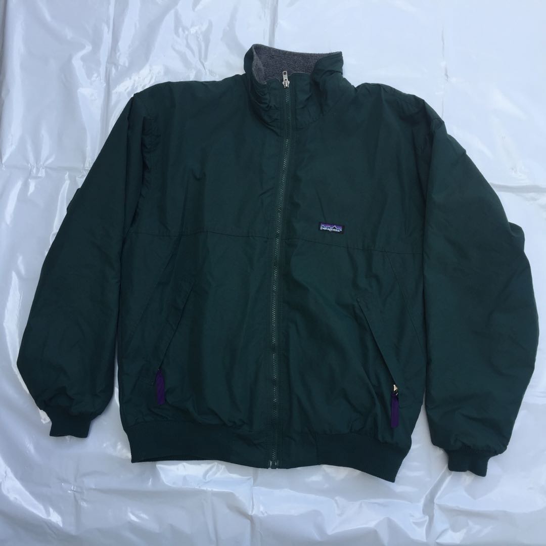 PO VINTAGE PATAGONIA BOMBER NYLON JACKET INNER FLEECE Emerald