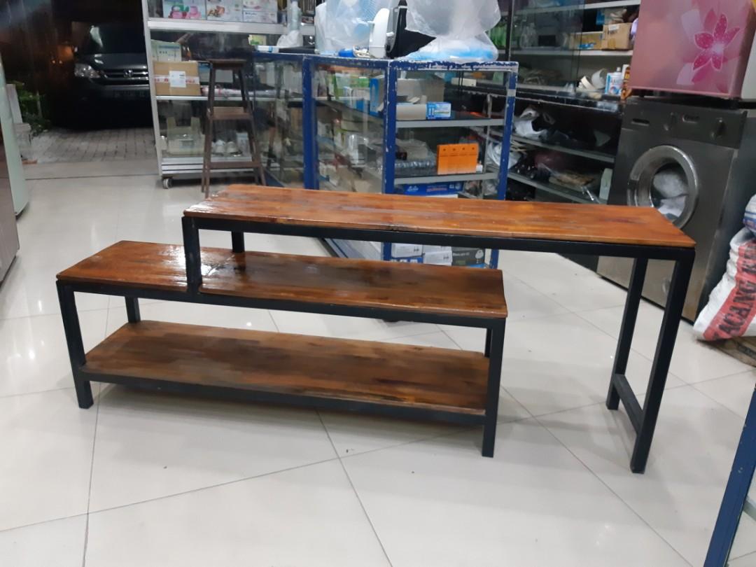 Rak Tv Led Buffet Bahan Kayu Asli Besi Hollow Perabotan Rumah Di Carousell