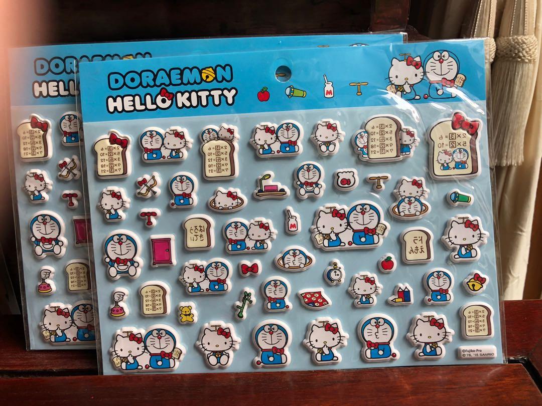 Sanrio Hello Kitty x Doraemon stickers (Category: Character Goods) located in Makati City. Submitted by hellokittytreasure (Listing ID 1066104590, Image 1). Description: 2 available.