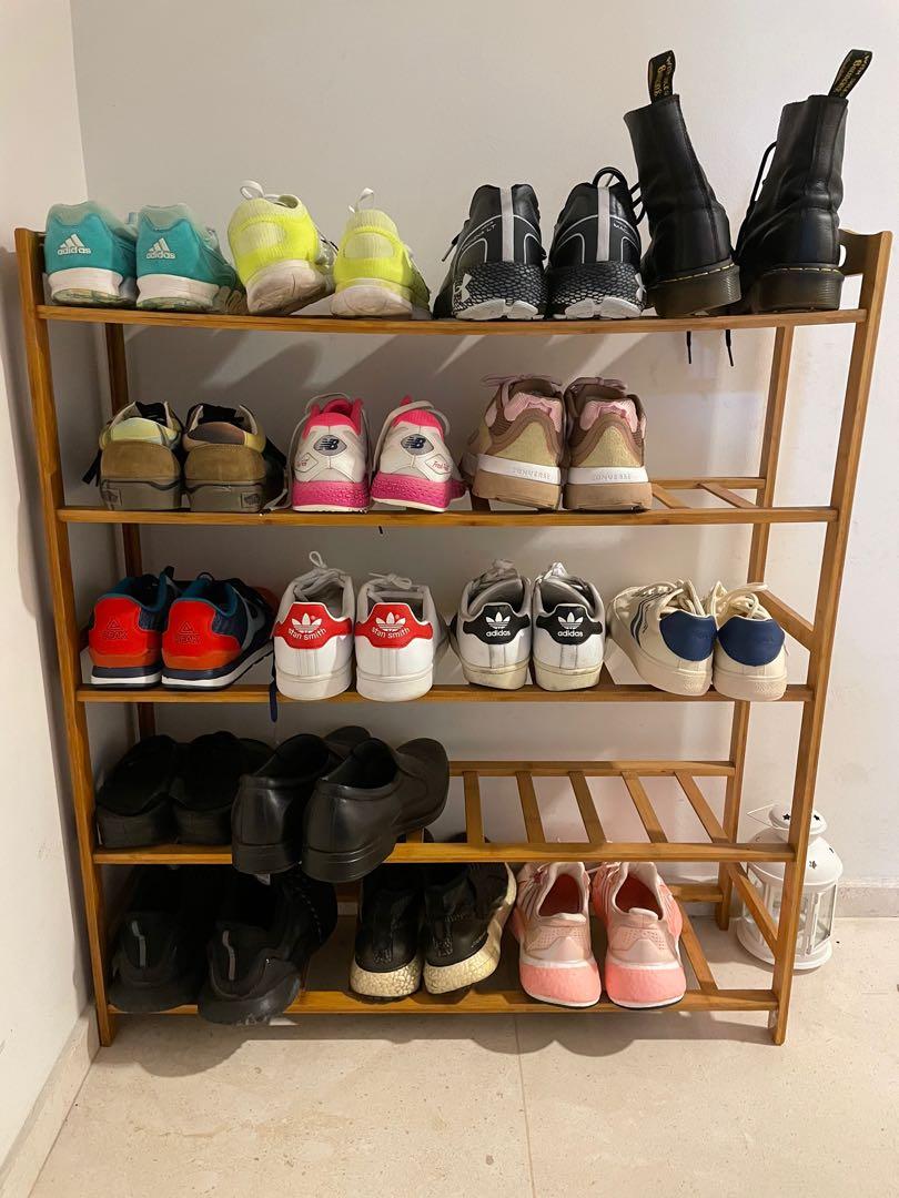 4 tier bamboo shoe rack on Shoe Rack Furniture Shelves Drawers On Carousell