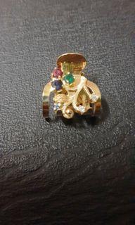 Solid 18k gold hair clamp with natural stones (diamonds, ruby, emerald and sapphire)